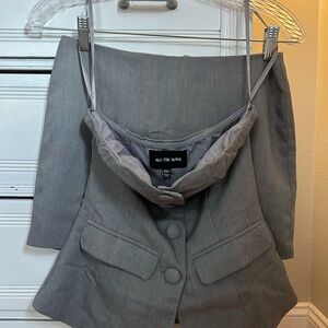 Gray All The Ways Blazer and Skirt Set